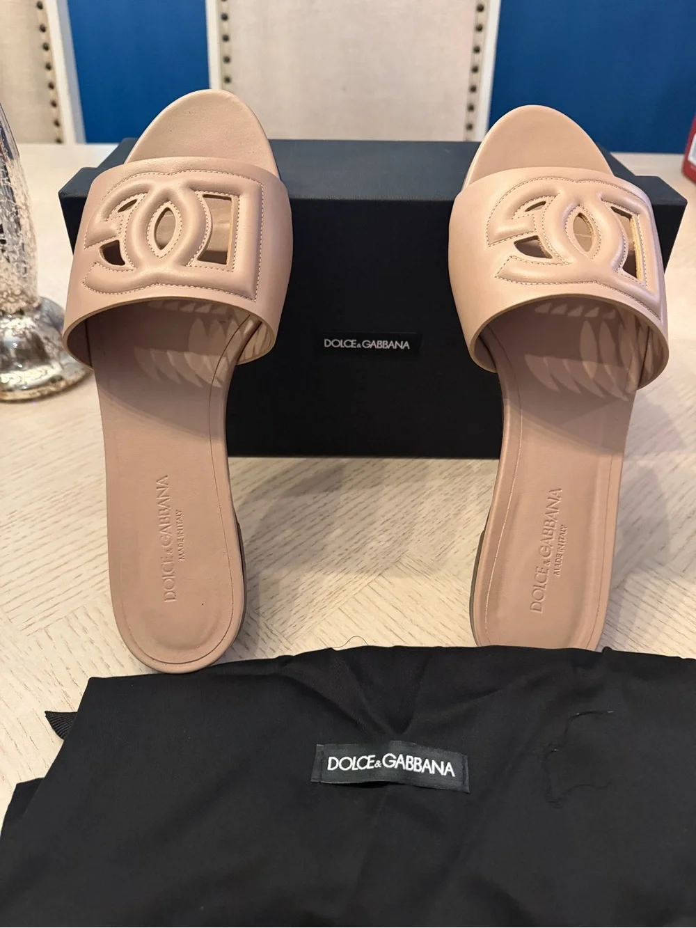Dolce & Gabbana | Shoes | Dolce Gabbana Nude Slide Sandals | Poshmark
